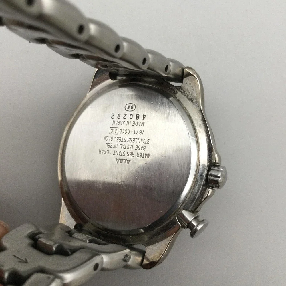 Seiko Alba Sefaire Paris Mens Watch 37mm Silver Tone V671-6010 New Battery 6.5